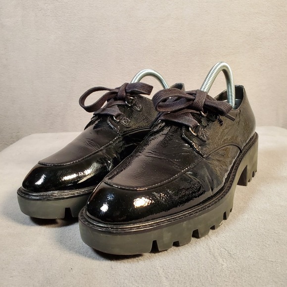 Donald Pliner Shoes - Donald Pliner Emill Oxford Womens 8M‎ Black Patent Leather Lug Sole Goth Grunge
